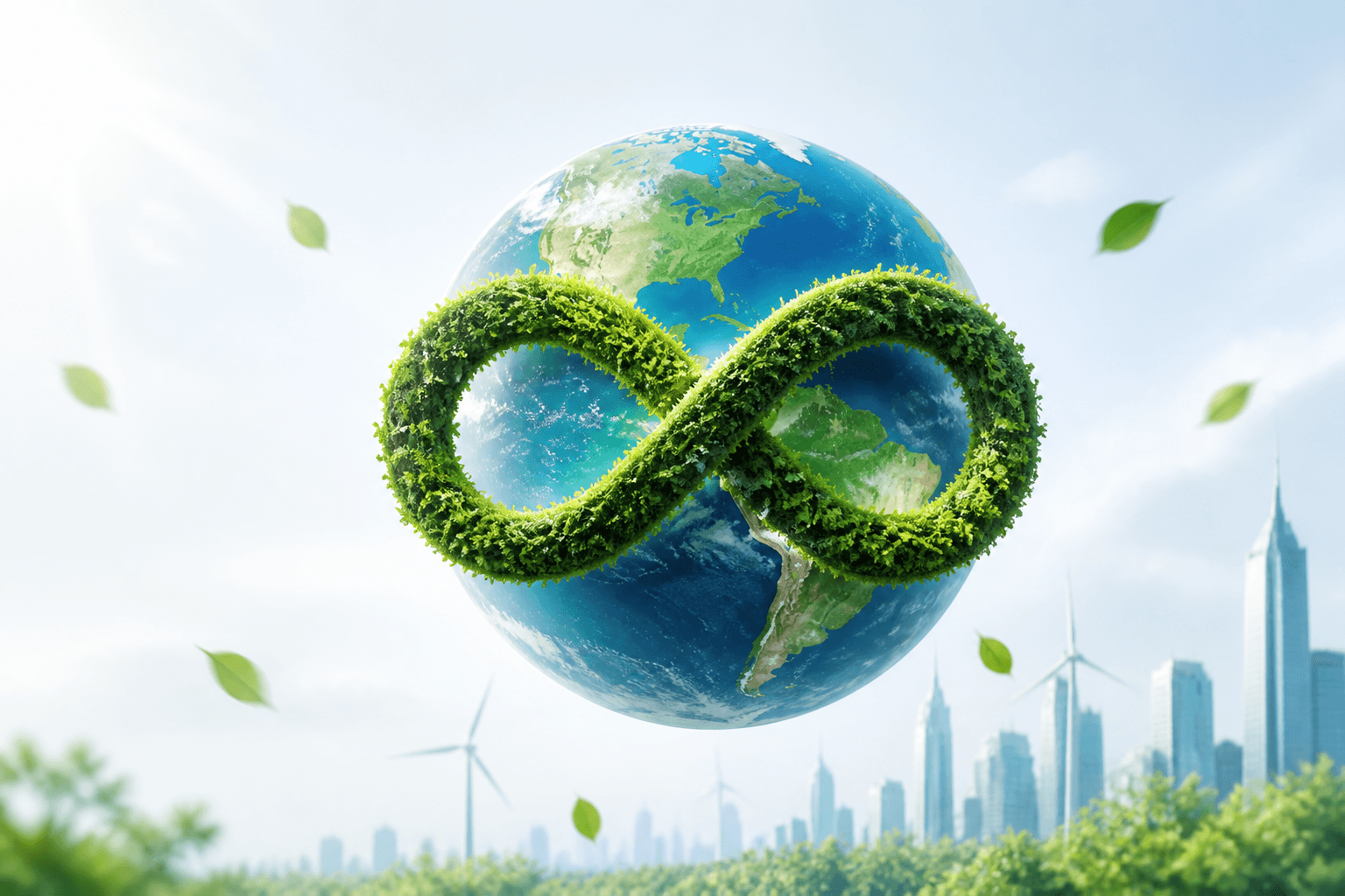 Green circular economy globe